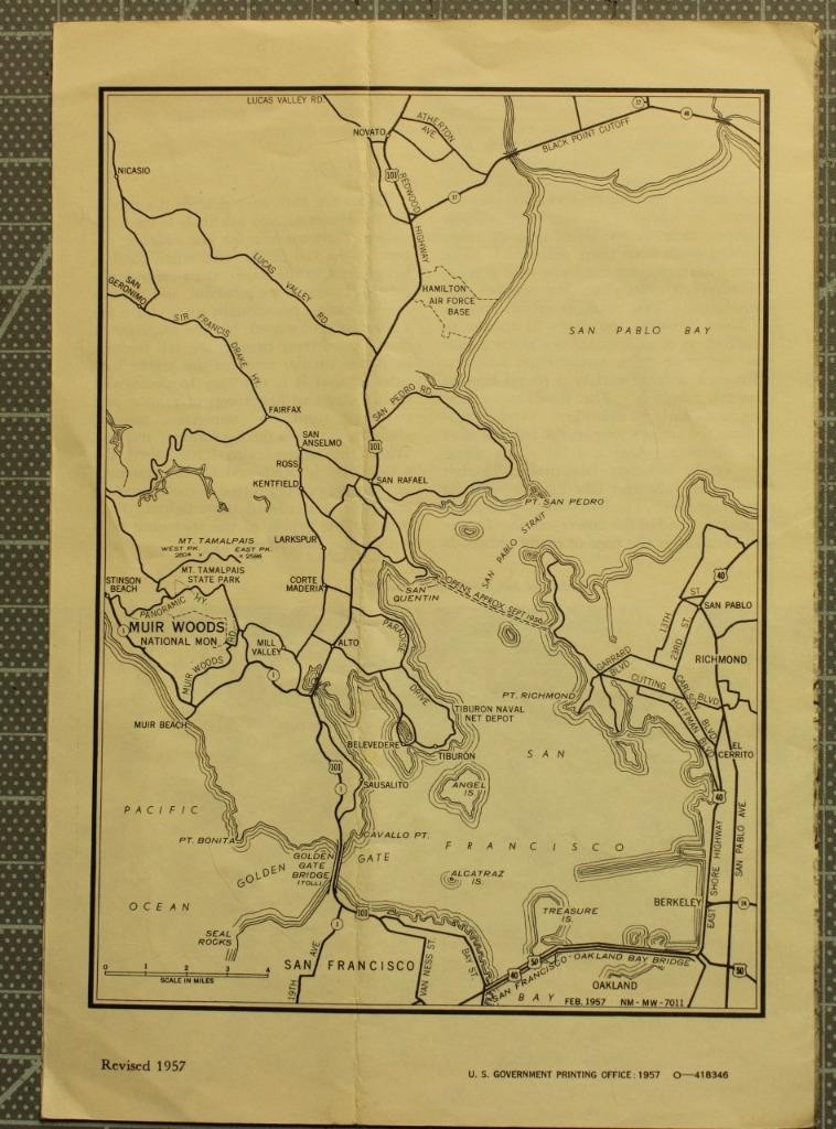 Muir Woods California 1955 3 Fold with Maps & National Monument Information C347