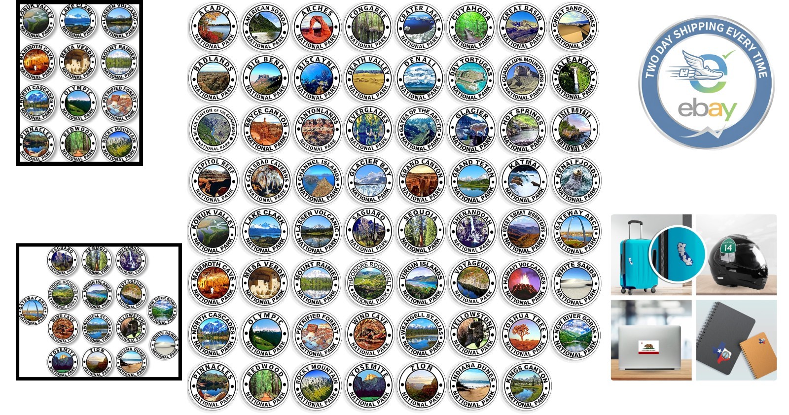 63 Vibrant Multicolor National Park Stickers – Waterproof Decals for Outdoor Fun
