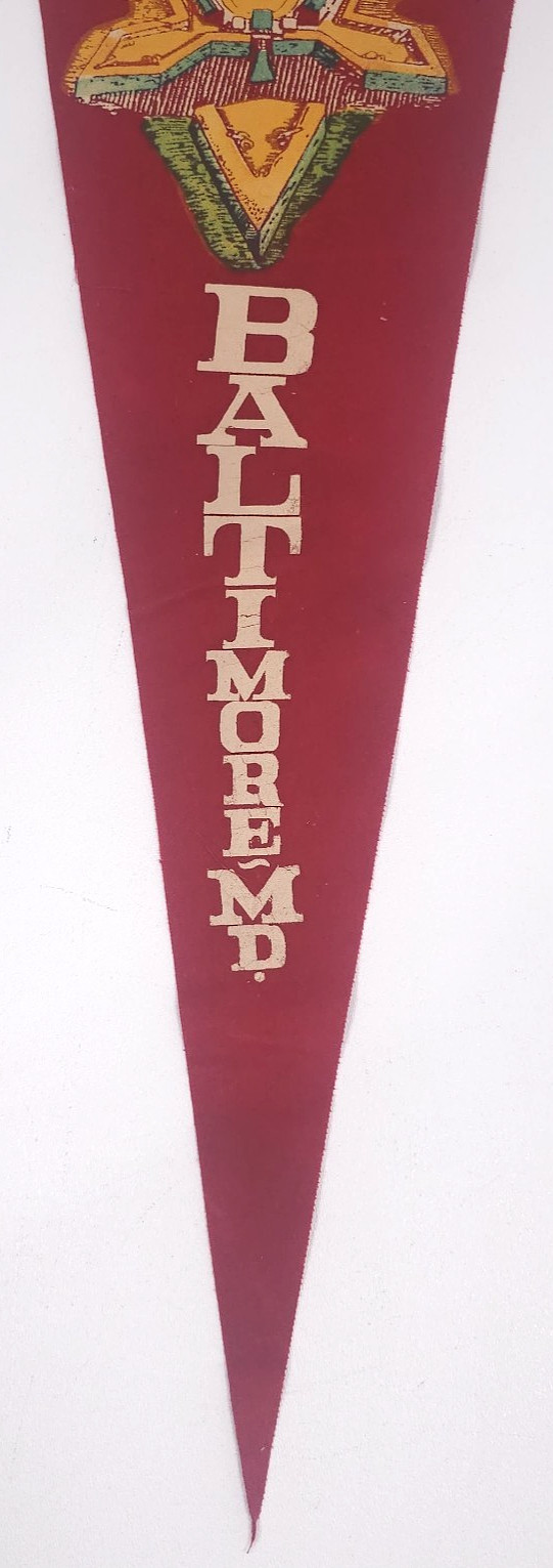 Vtg 1940s? Fort McHenry National Monument Pennant Star Bangled Banner Baltimore