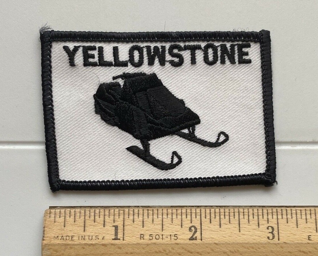 Yellowstone Snowmobiling Snowmobile Winter Sporting Black White Patch Badge