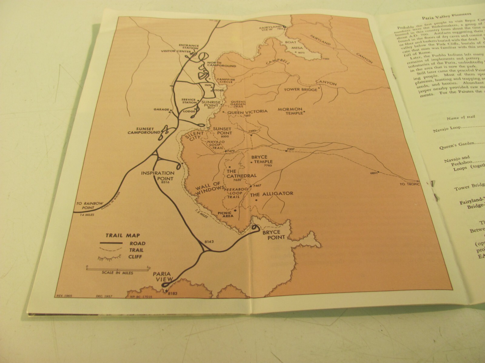 Bryce Canyon National Park Utah Pamphlent Map – Reprint 1966