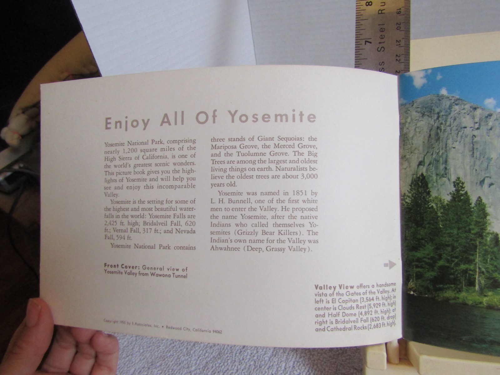 1955 Yosemite Souvenir Book color photos map 6×9″ VG California national park