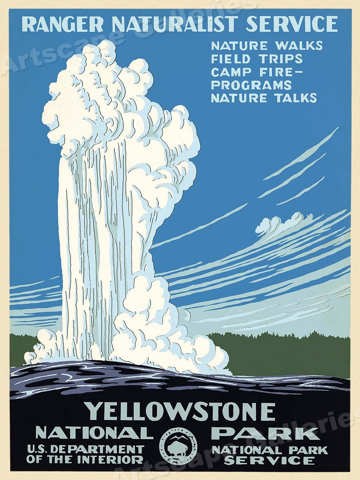 1938 Yellowstone Park Vintage Style Ranger Naturalist Travel Poster – 18×24