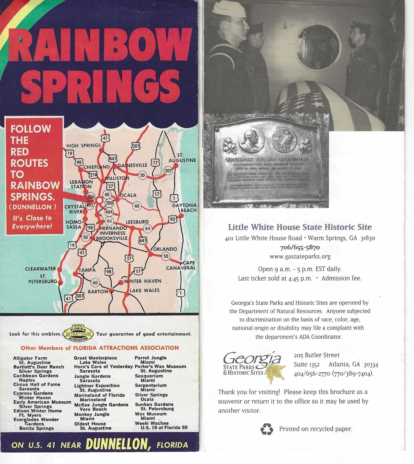 7 TRAVEL ITEMS BROCHURES: Hendersonville & Forest City, NC; Callaway Gardens, GA