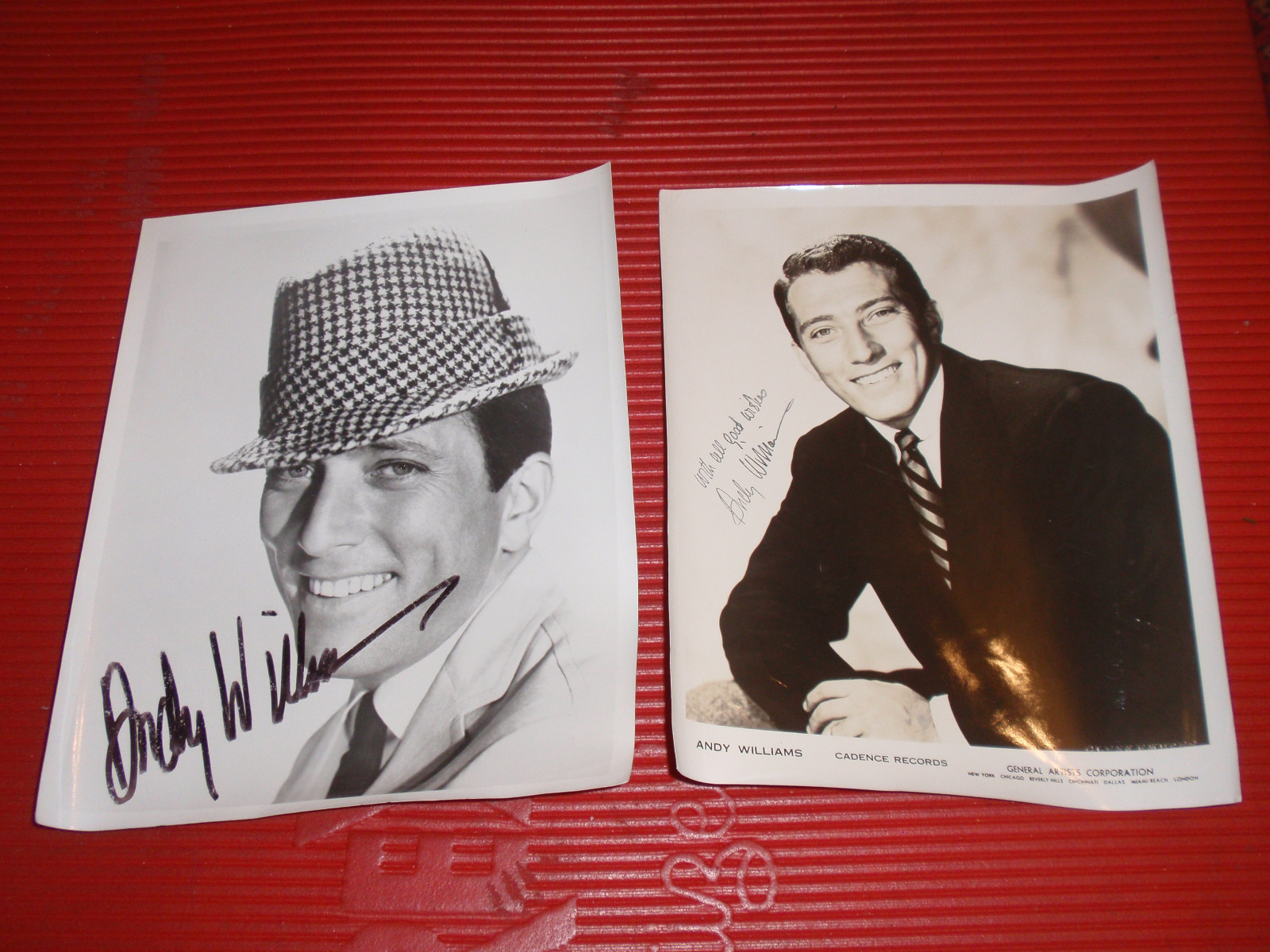 2 VINTAGE 8X10 BLACK & WHITE ENTERTAINMENT PHOTOS ANDY WILLIAMS 1950’S /1960’S
