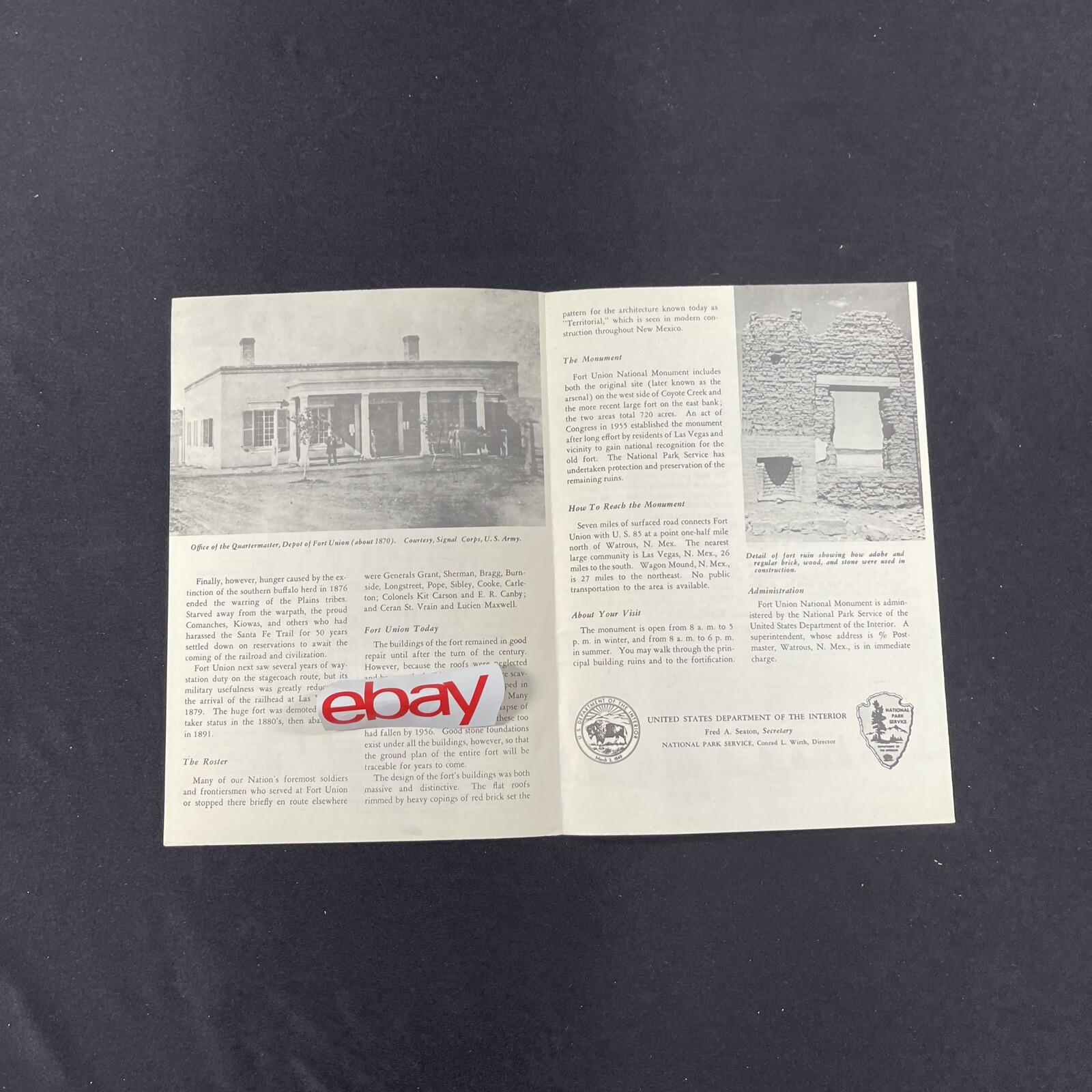 Vintage 1956 Fort Union National Monument Brochure Pamphlet Info booklet NM