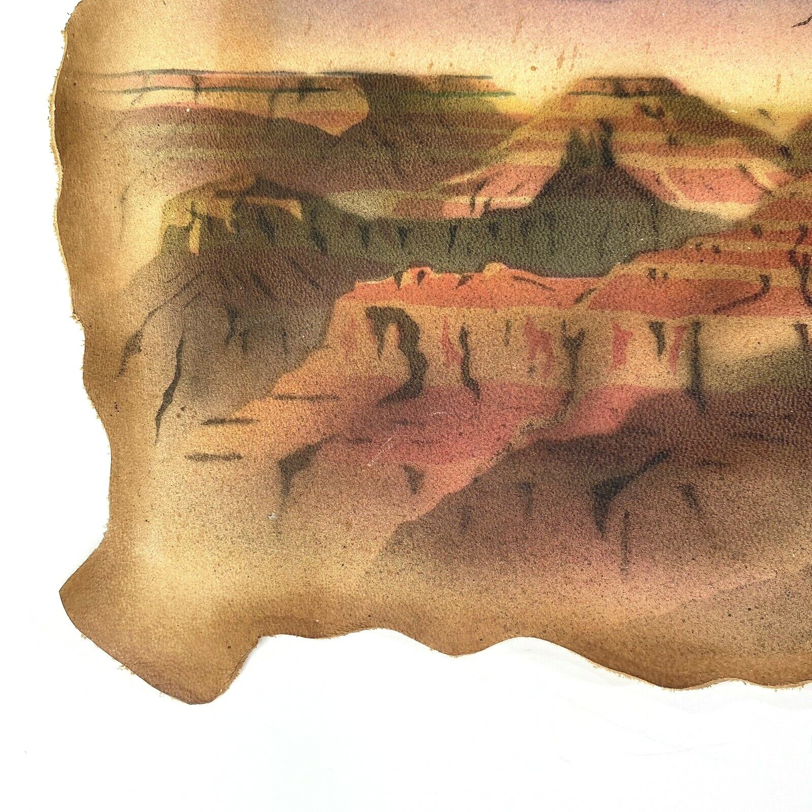Vintage Grand Canyon Afternoon Southwestern Airbrushed 1990 Sheepskin Wall Decor