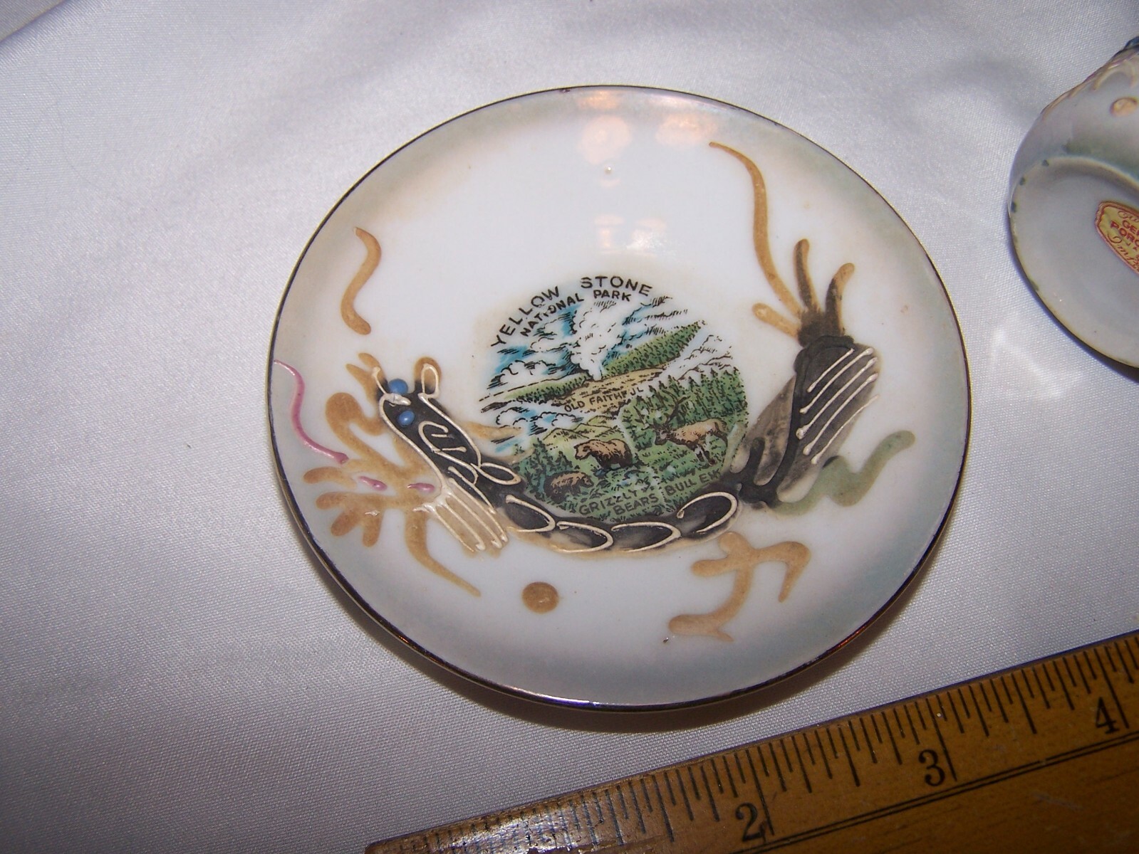 Vintage WYOMING YELLOWSTONE NATIONAL PARK Souvenir Small Cup & Saucer JAPAN