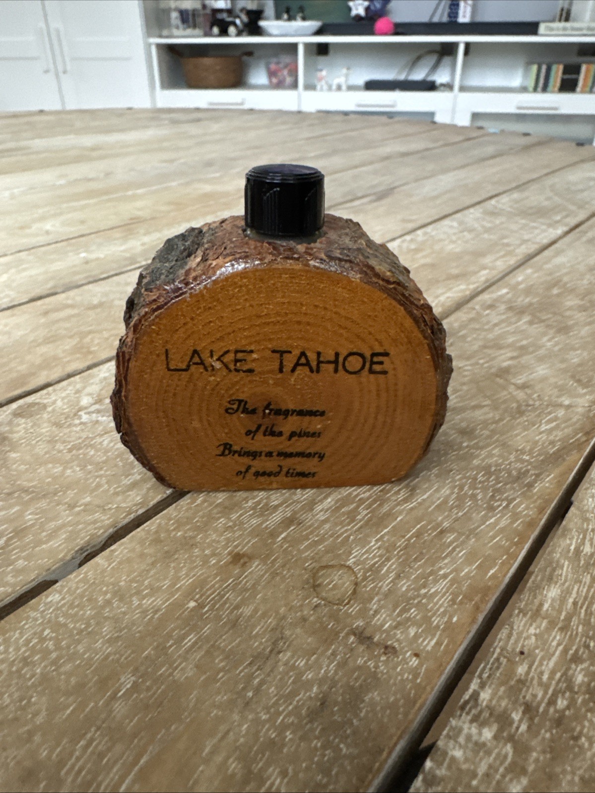 Vintage Lake Tahoe Pine Perfume EMPTY Souvenir Bottle in Wood EMPTY