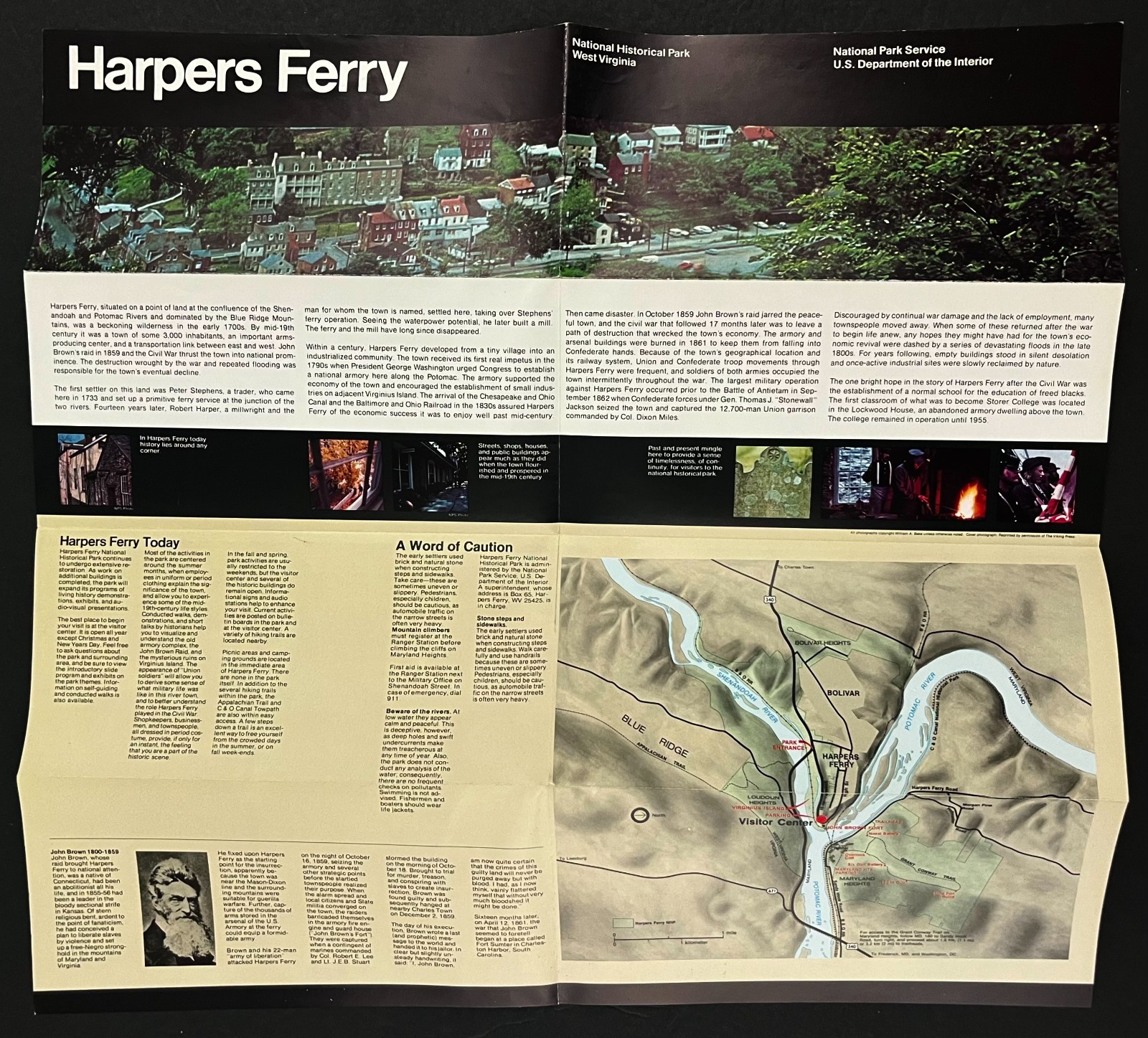 1984 Harpers Ferry West Virginia National Park Service Vintage Travel Brochure