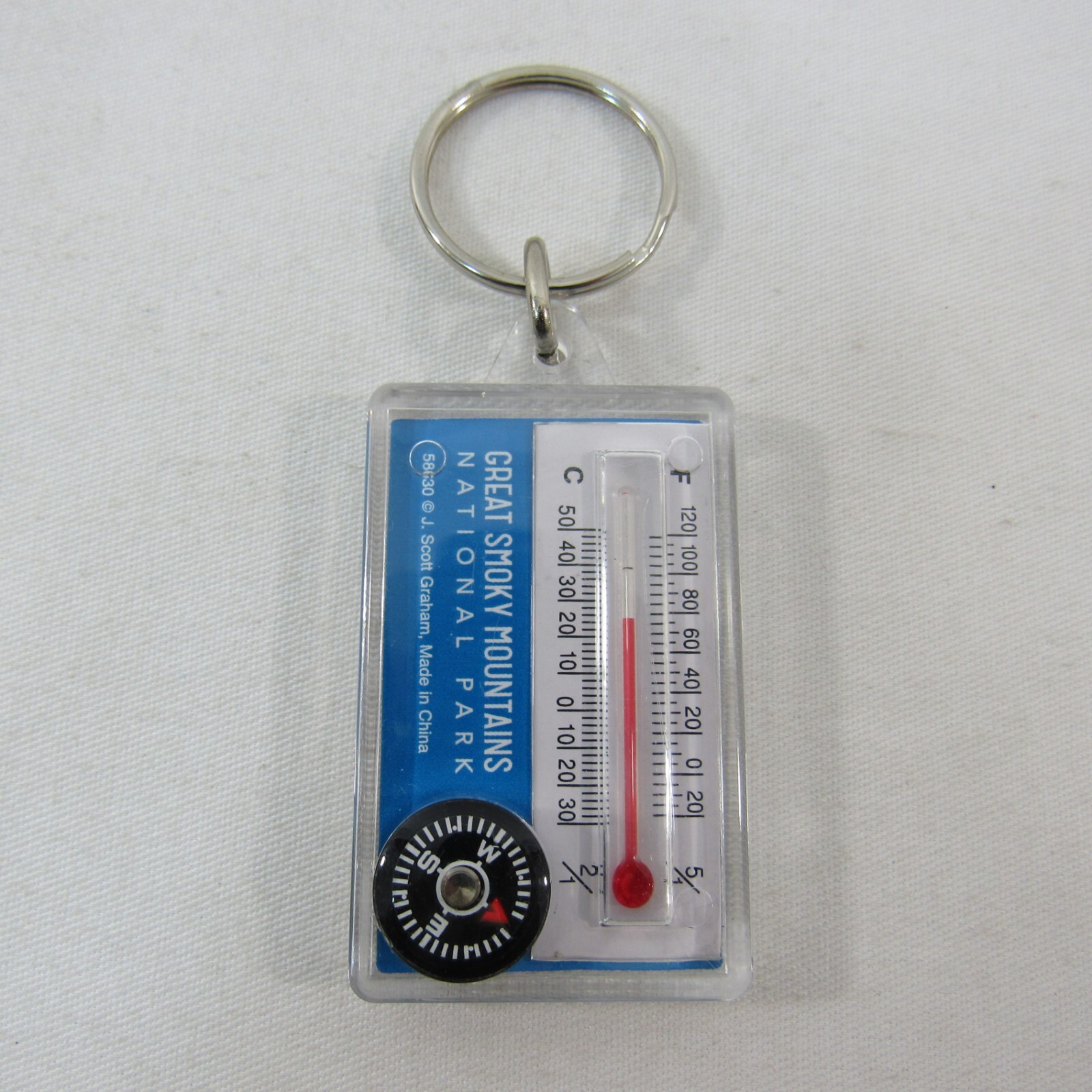 Great Smoky Mountains National Park Black Bear Keychain Thermometer Compass