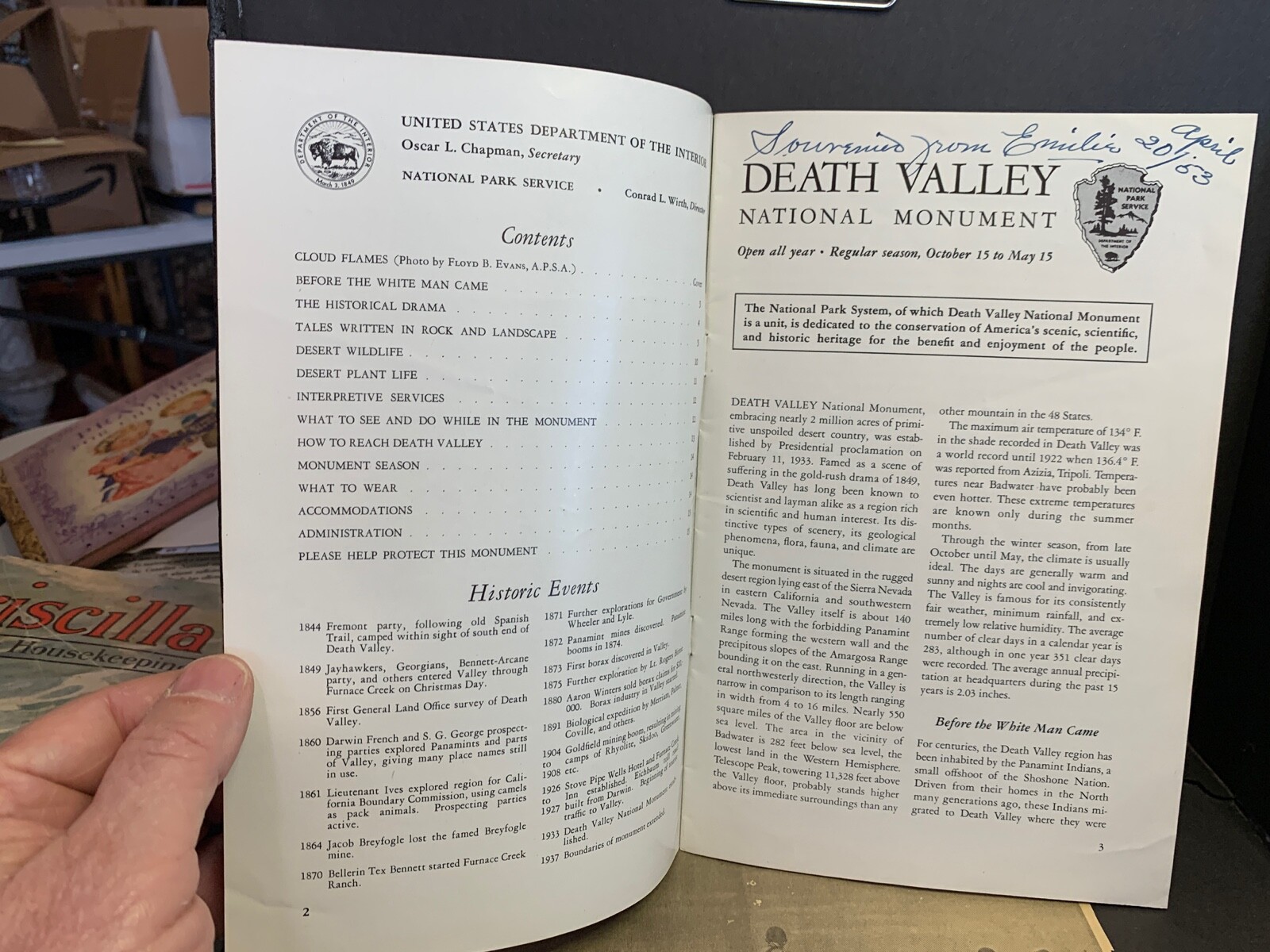 1953 National Park Service, DEATH VALLEY NATIONAL MONUMENT, Atom Bomb Clipping