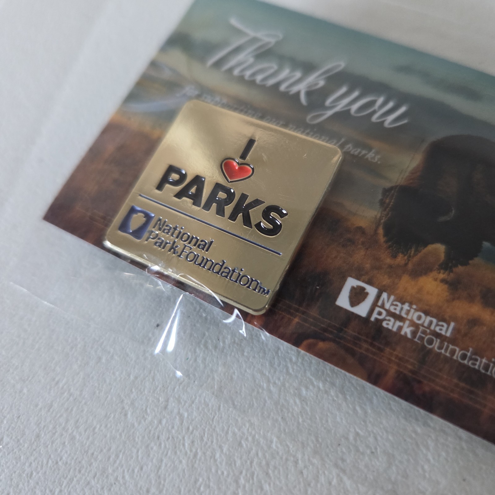 National Park Foundation Supporter Lapel Pin I Heart Love Parks Bison Buffalo