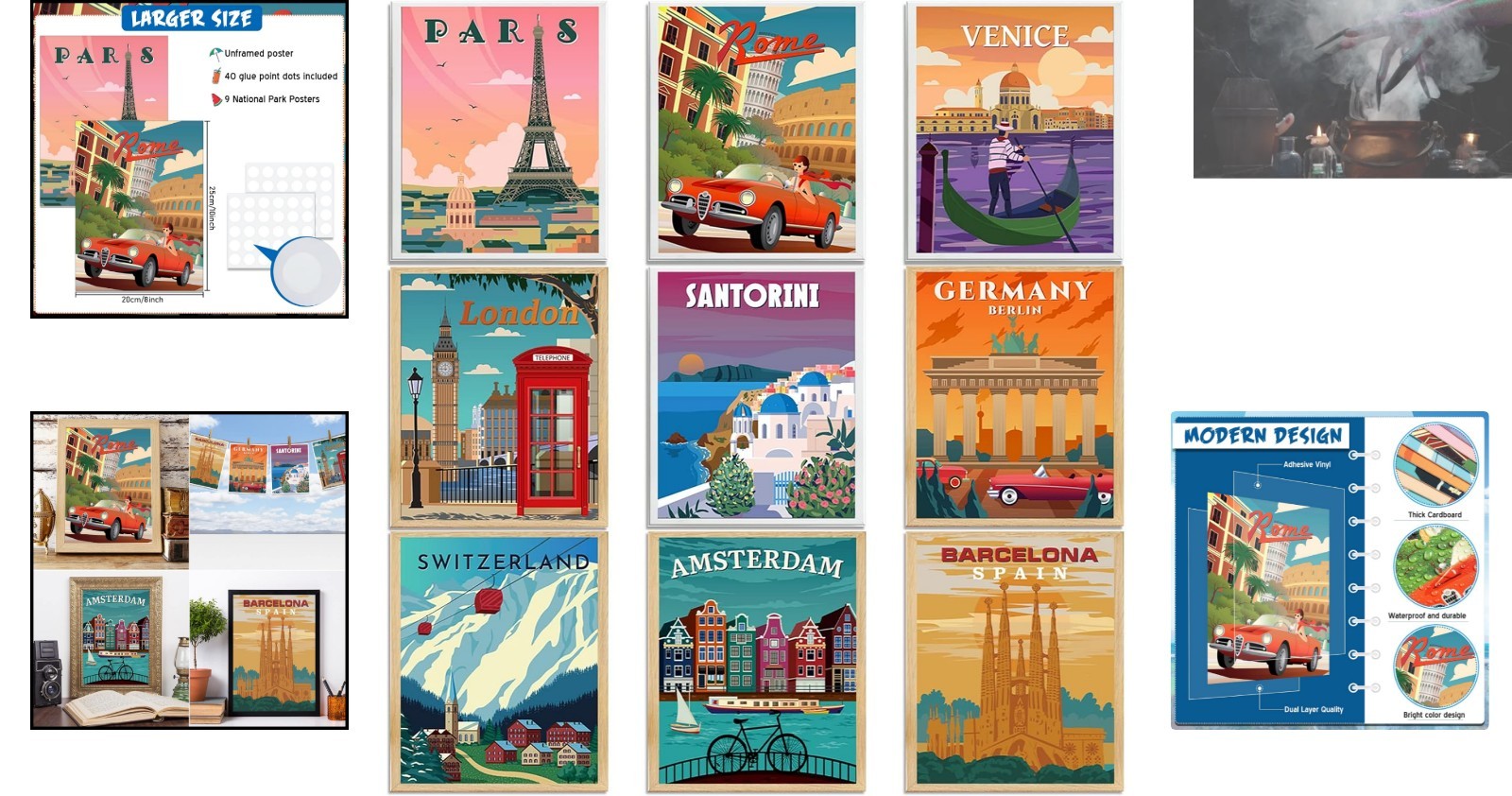 Unframed Vintage National Park Art Prints – 9 Scenic Nature Posters, 8×10