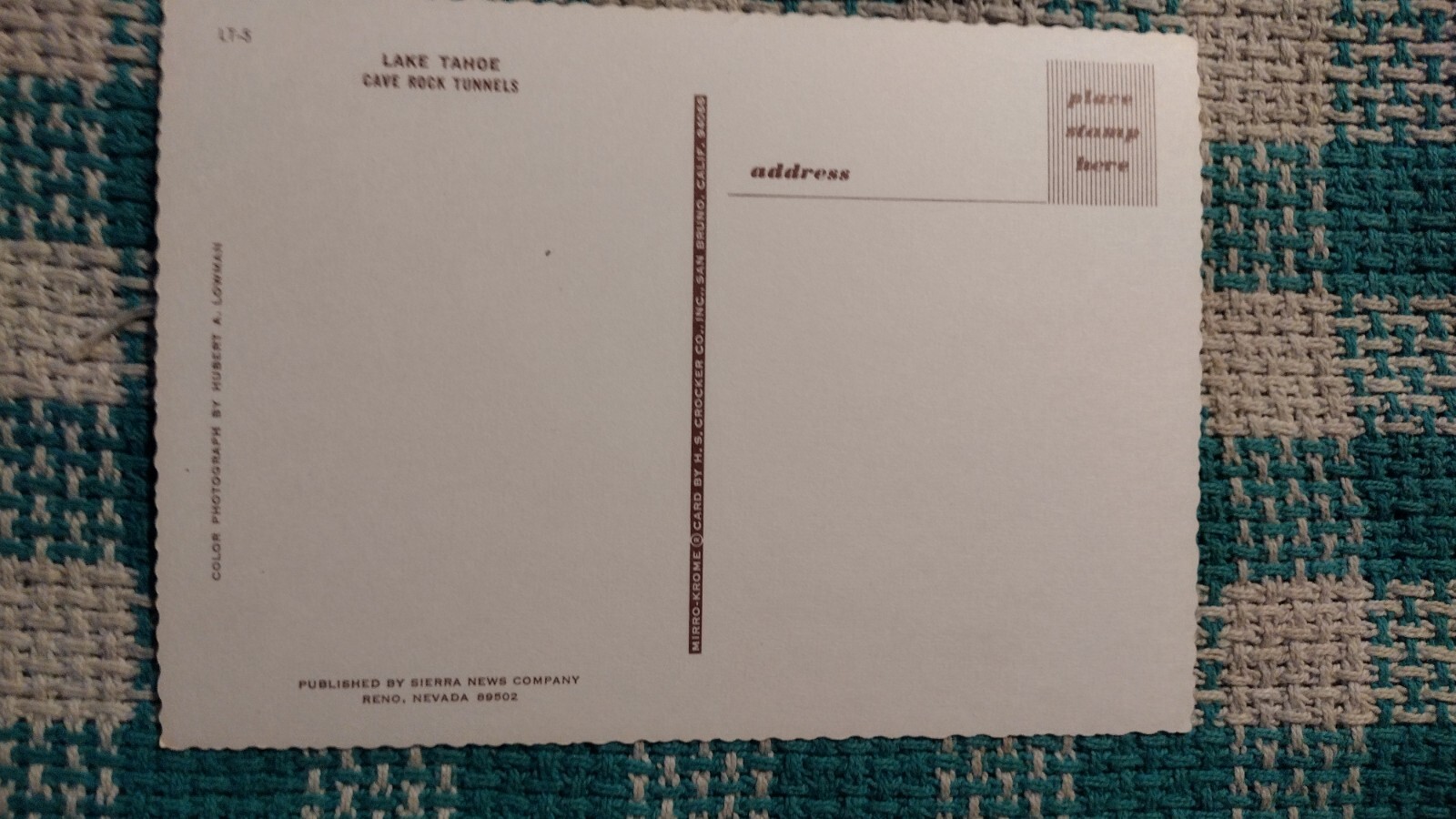 VINTAGE POST CARD CAVE ROCK TUNNELS LAKE TAHOE SIERRA NEVADA