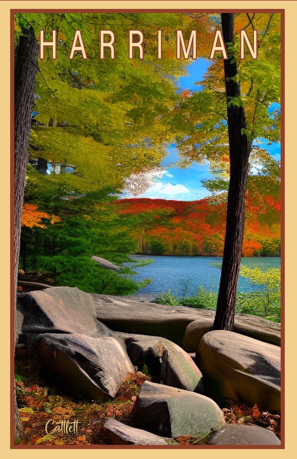 Harriman State Park in New York Travel Poster Art (11×17 +Signed) Rare Poster US