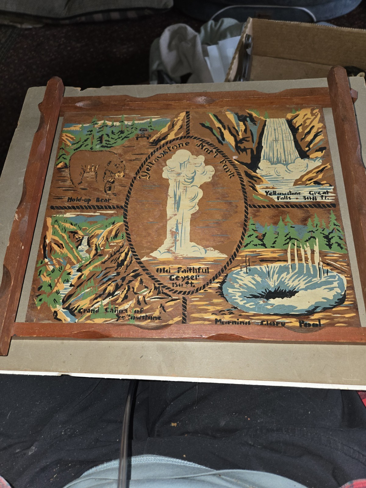 Vintage Yellowstone National Park Wood Souvenir Serving Tray/Wall Hanging 14×12