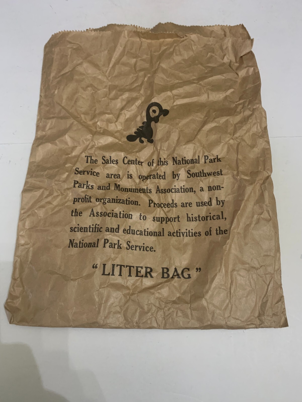 Vintage 1970’s National Park Service Brown Paper Litter Bag