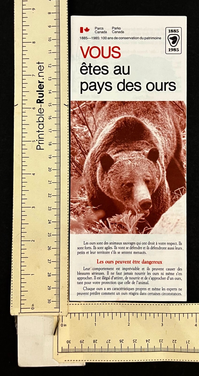 1985 Canada Parks Bear Country Safety Guide English French VTG Brochure