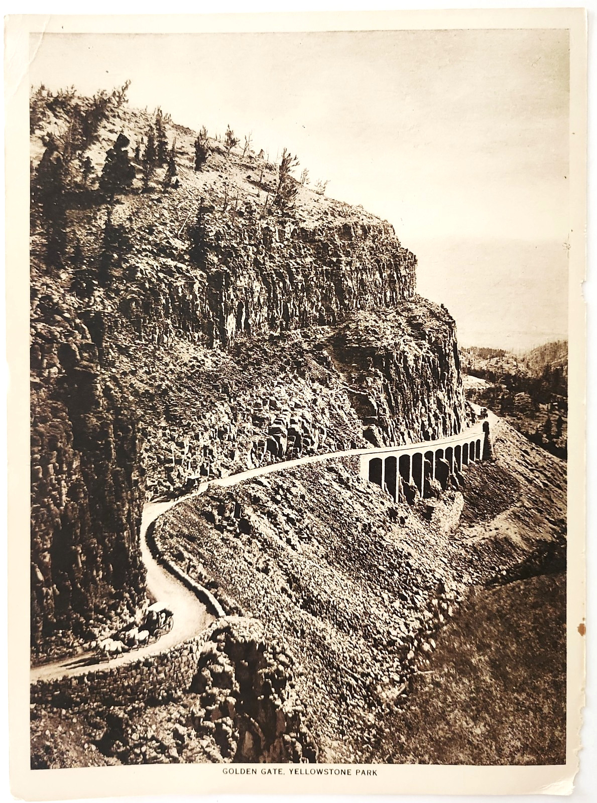 1915 Golden Gate Road Wagon Photogravure Print Antique Yellowstone National Park