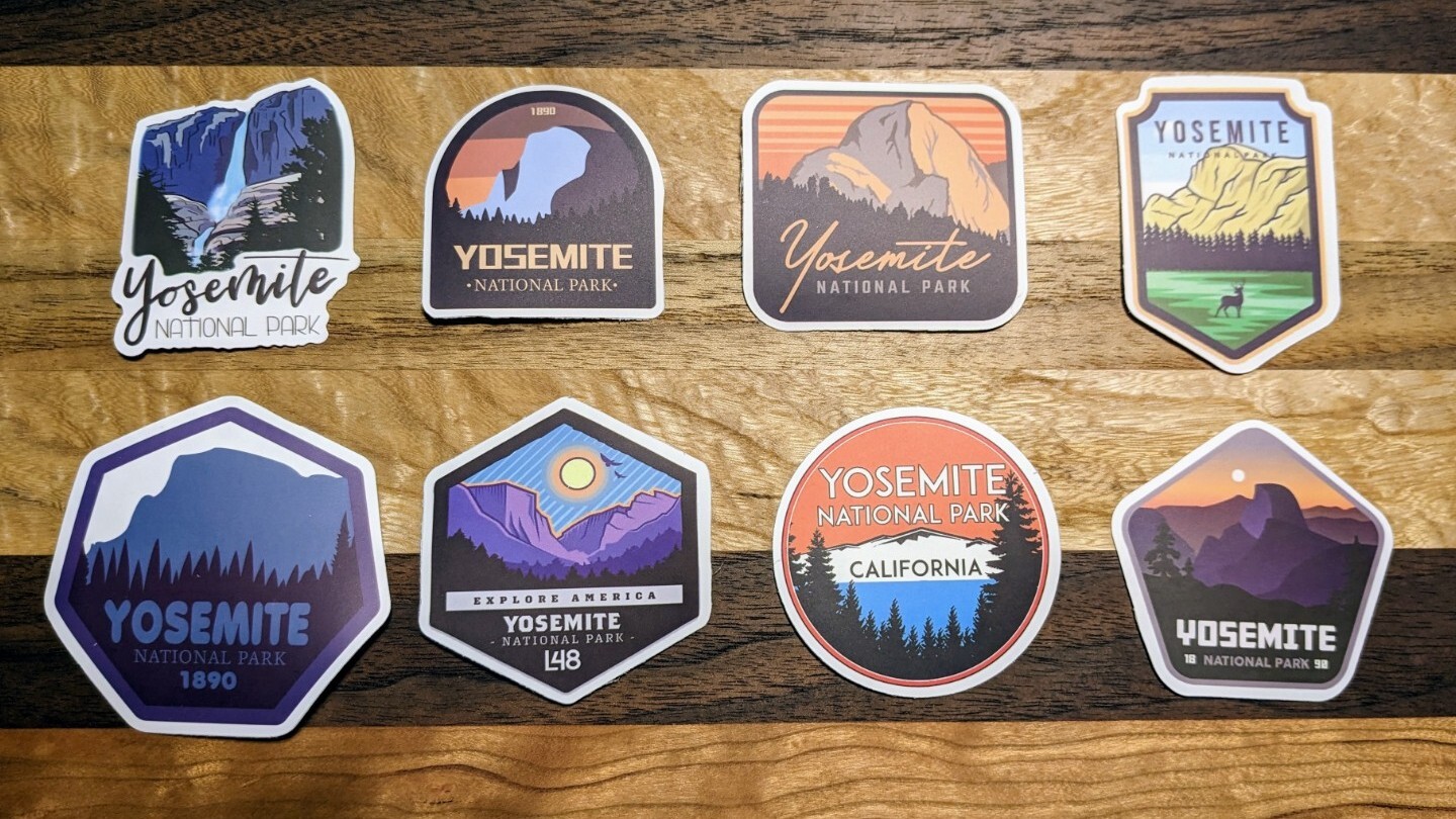 A Multi Pack Set of Eight (8) Yosemite National Park Sticker Decal 3″