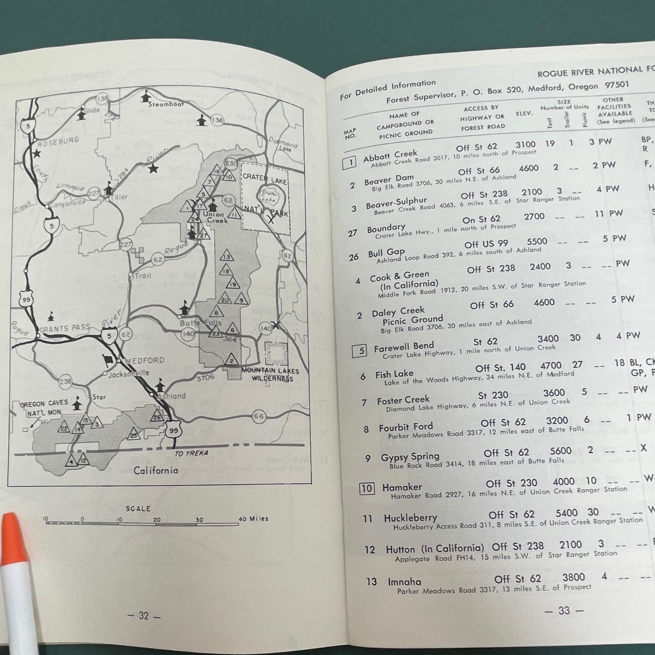 1968 National Forest Campground Directory Oregon & Washington Vintage