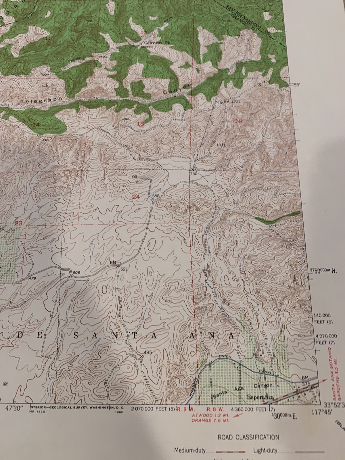 VTG 1949 Topographic Map Yorba Linda CA 22