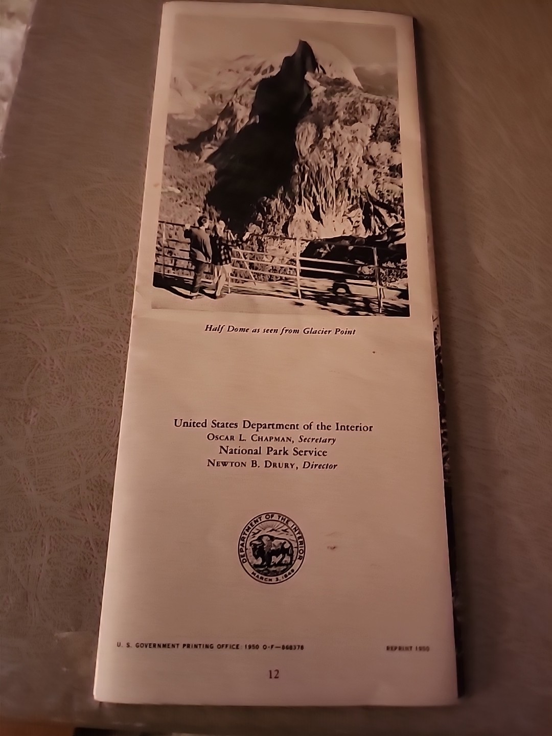Yosemite National Park Map (1949) & Guide (1950) National Park Service