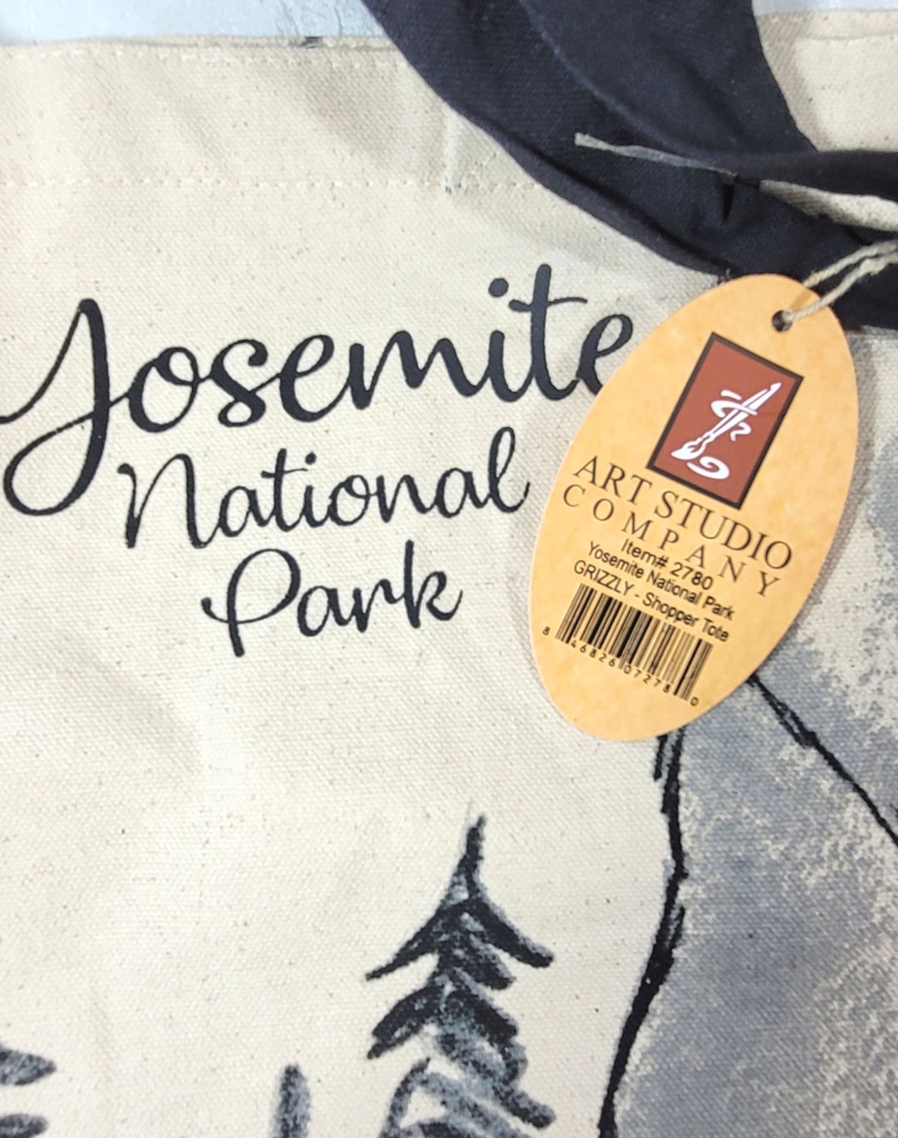 2 Large Yosemite National Park Grizzly Bear Canvas Shopper Totes 15″ Tall x 18″W