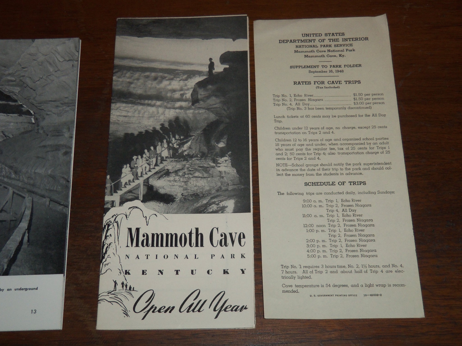 1951 MAMMOTH CAVE NATIONAL PARK PICTORIAL STUDY BOOK – KENTUCKY – K 1189