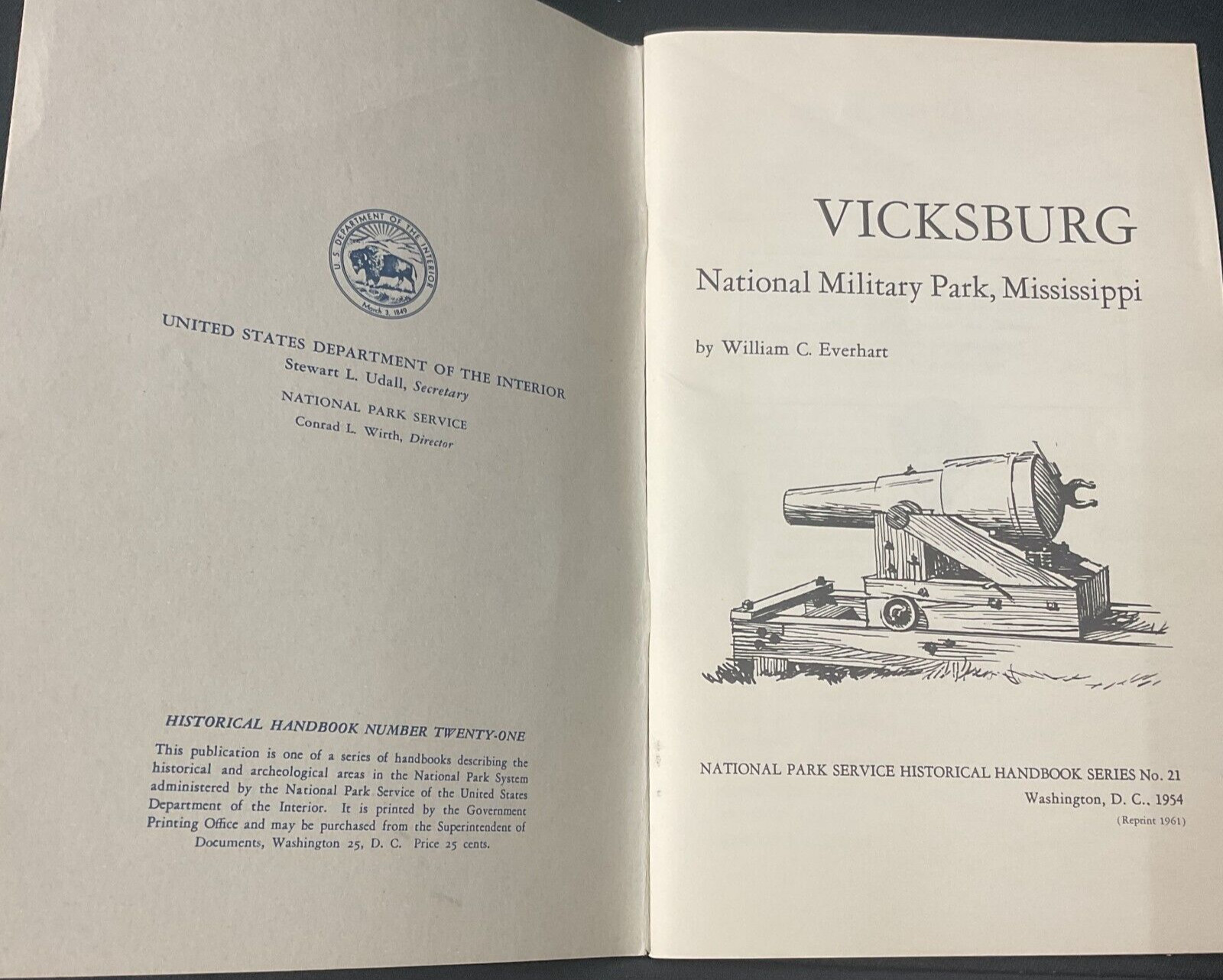 1961 Vicksburg National Miltary Park, Mississippi booklet