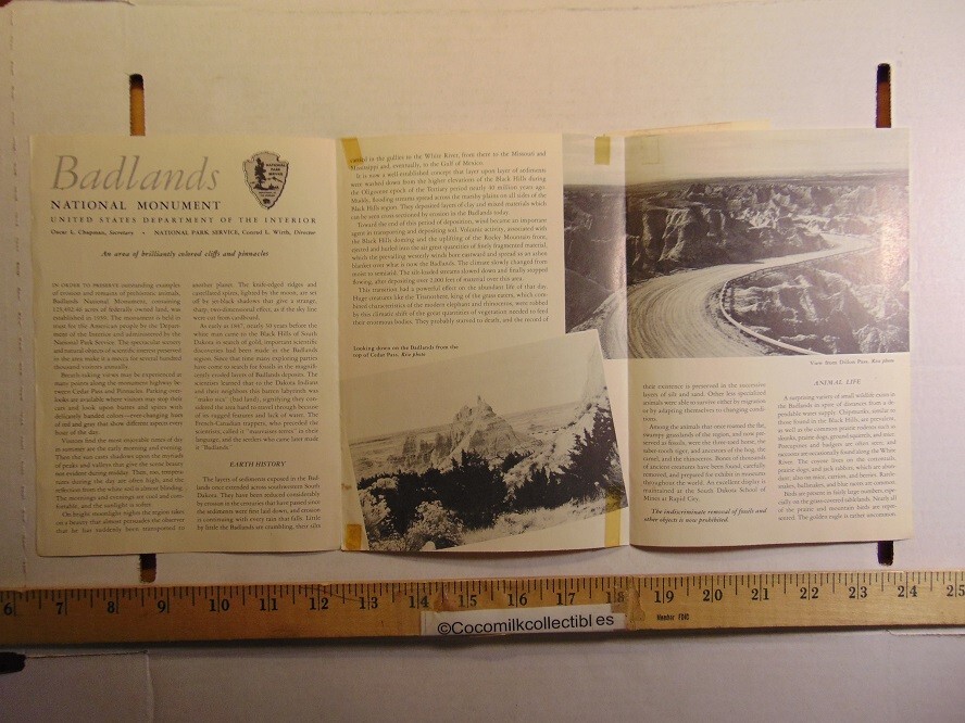 Vintage 1953 Badlands National Monument SD Information Guide & Badlands Brochure
