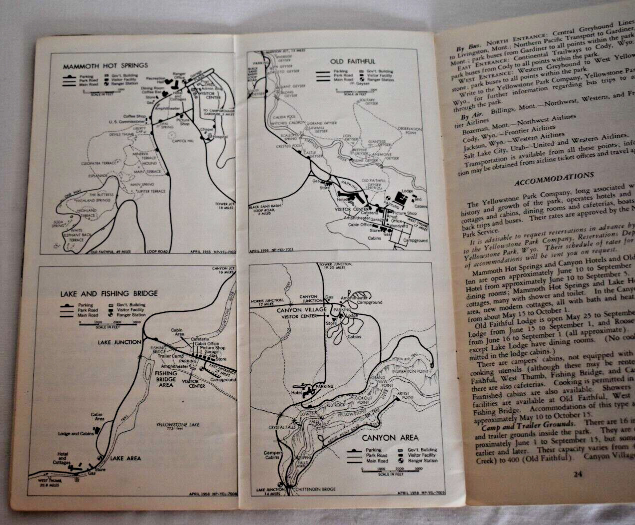 Lot of 2 YELLOWSTONE NATIONAL PARK REGION SOUVENIR MAP & GUIDE 1958 & 1962/63
