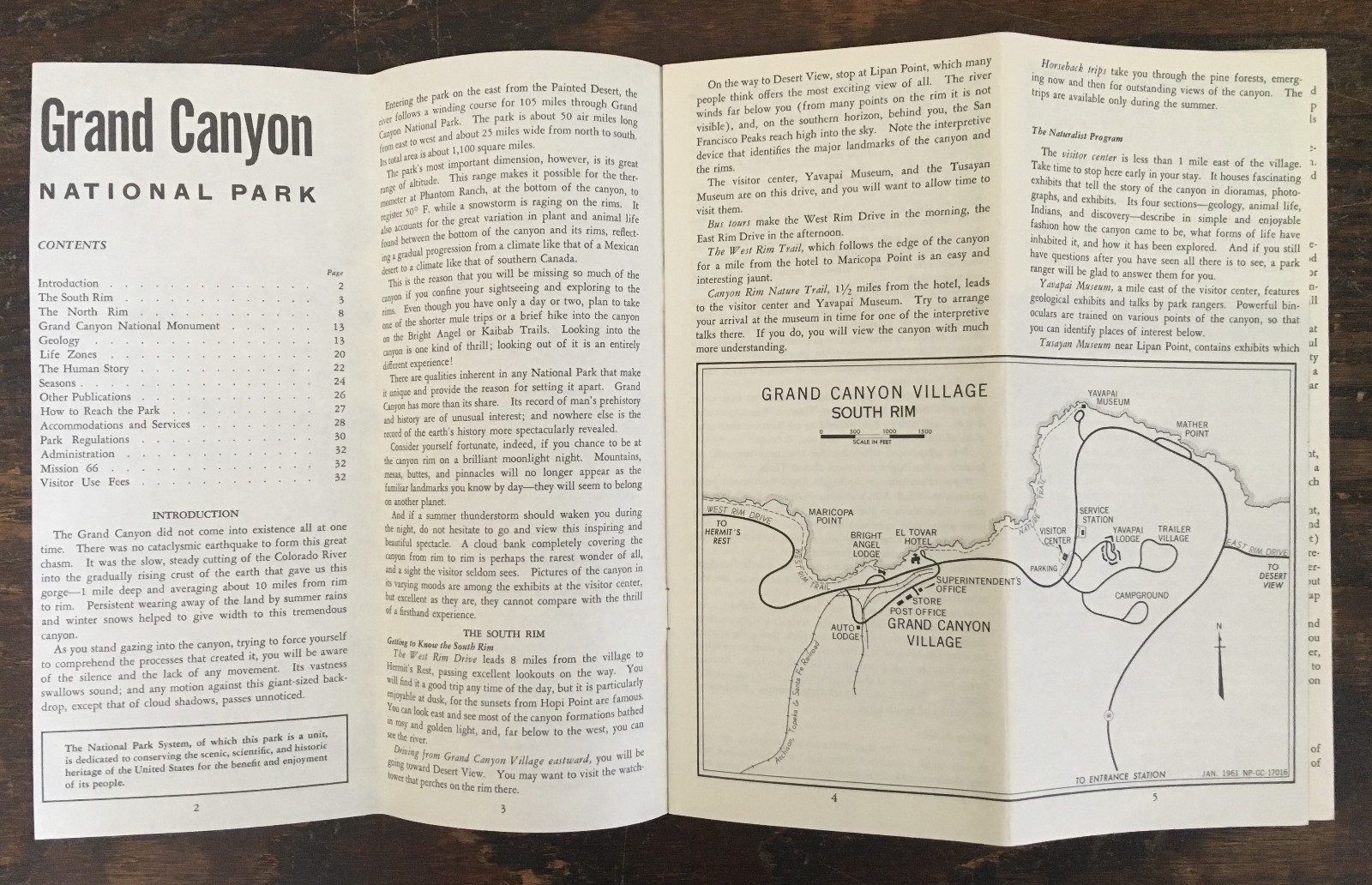 1961 Grand Canyon National Park – Information of Sites – Includes Maps – Arizona