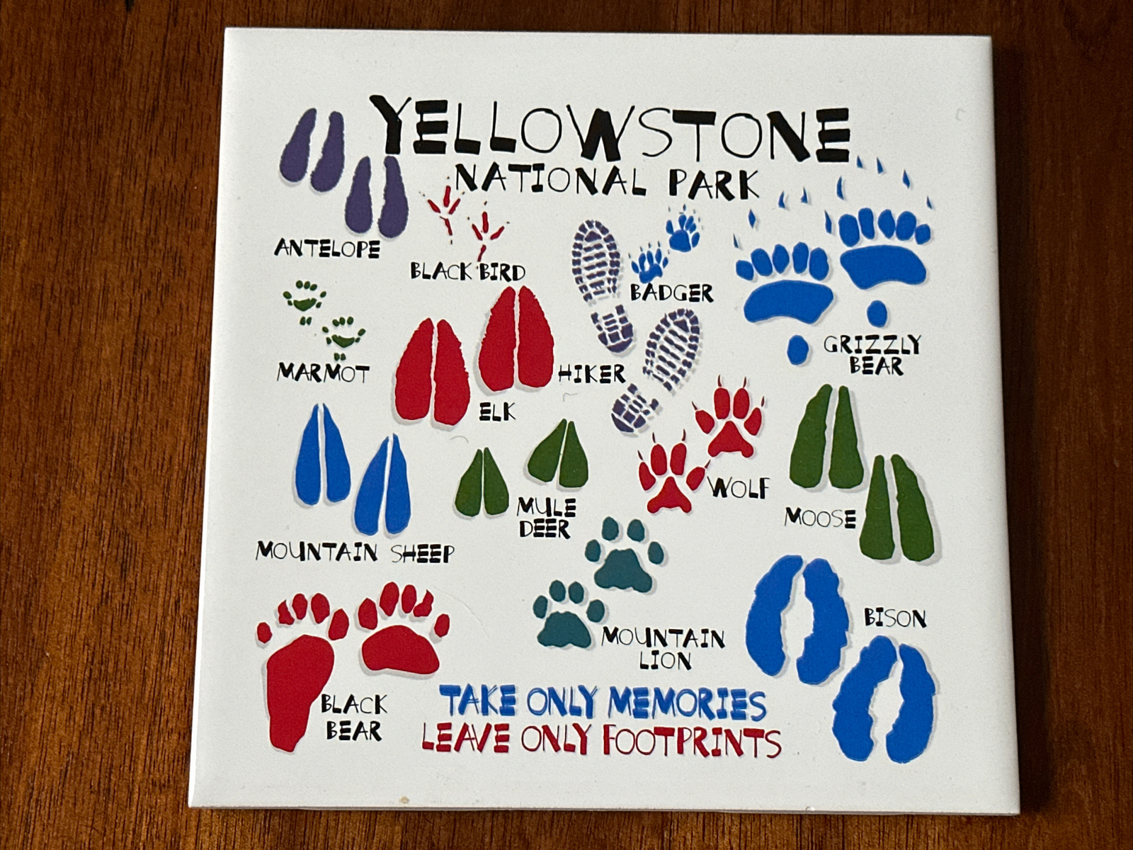 Yellowstone National Park Ceramic Tile Footprints Wall Hanging Picture Trivet