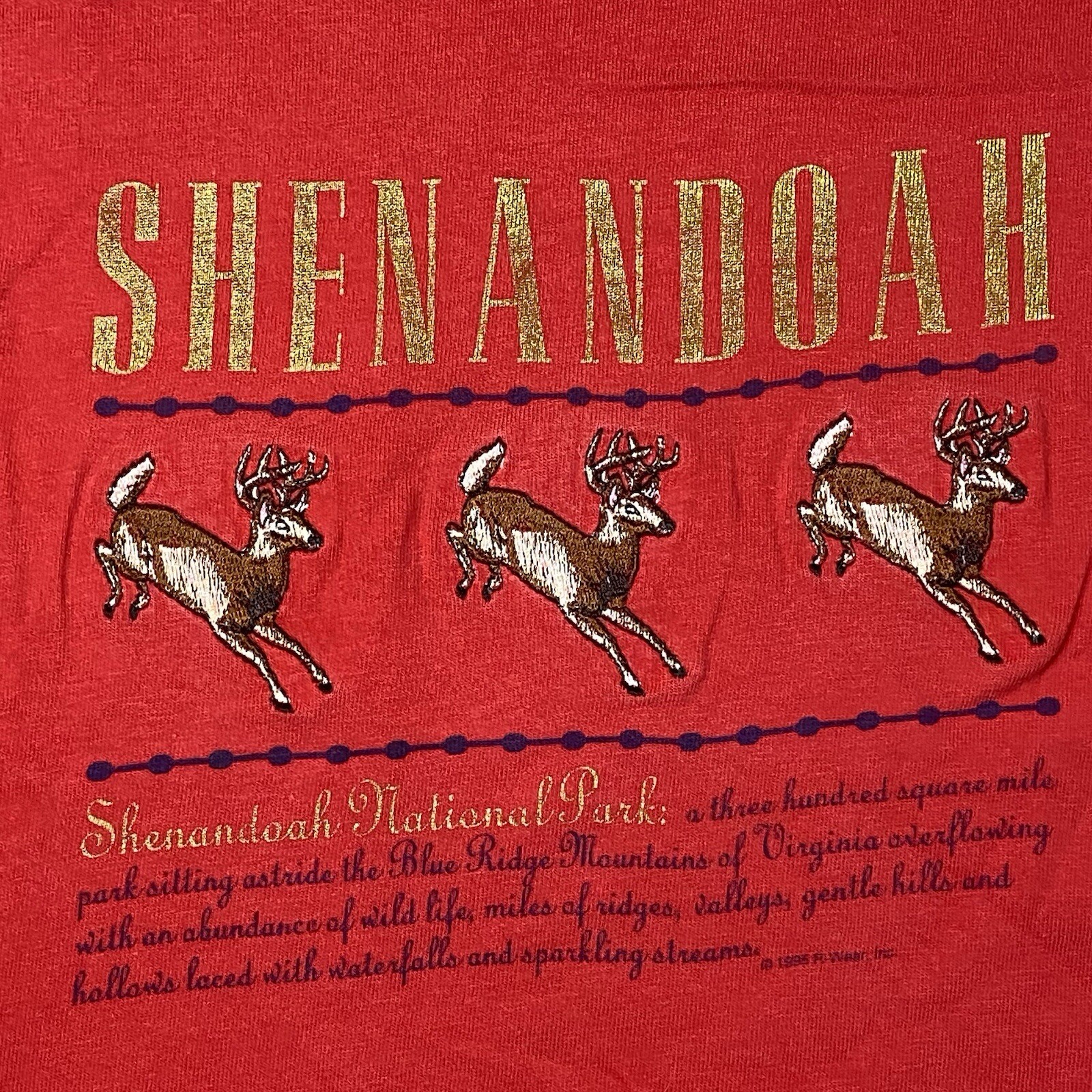 Vintage 90s T Shirt Shenandoah National Park Embroidered Deer Cut Off Grunge