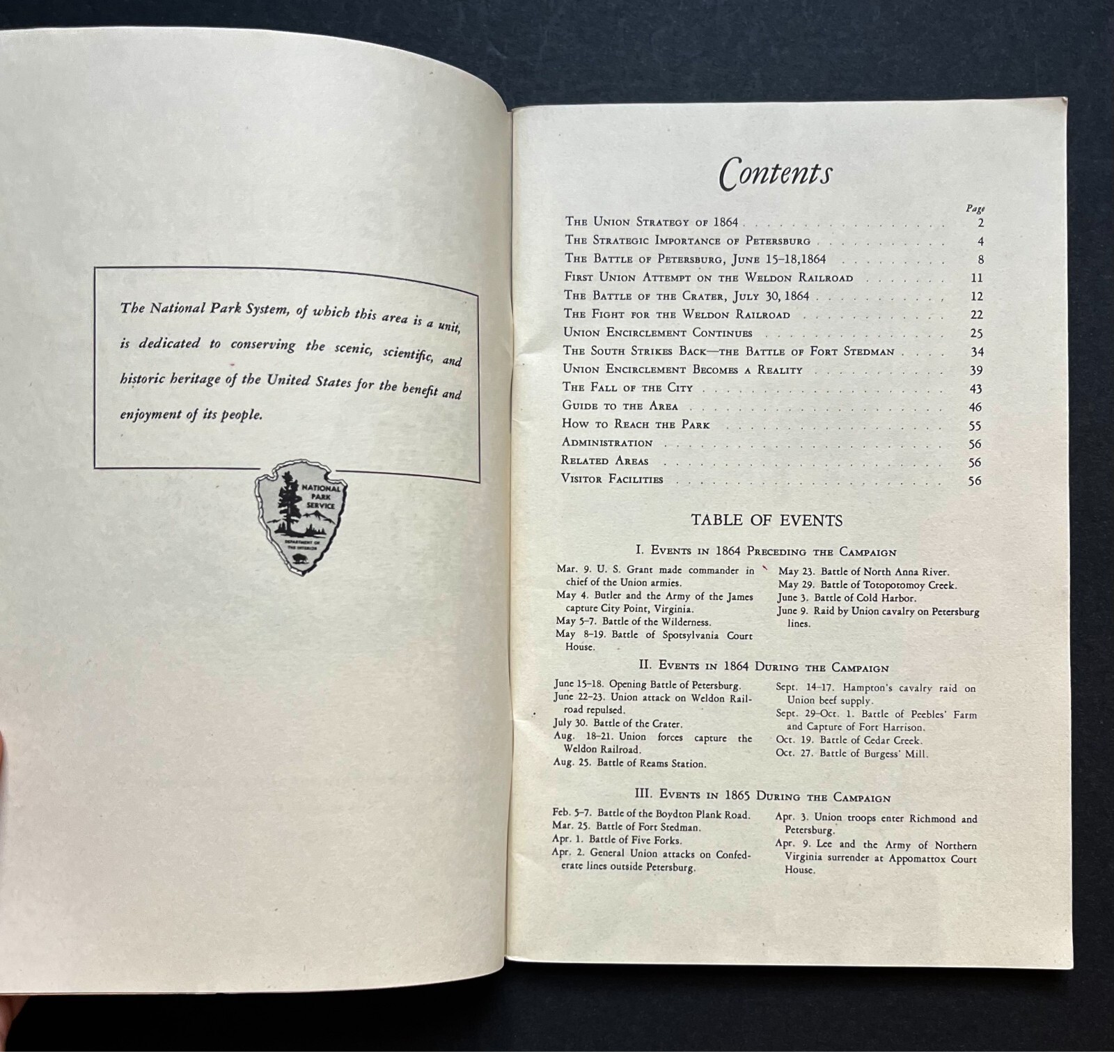 1956 Petersburg VA National Military Park Battlefields Vintage Travel Guide Book