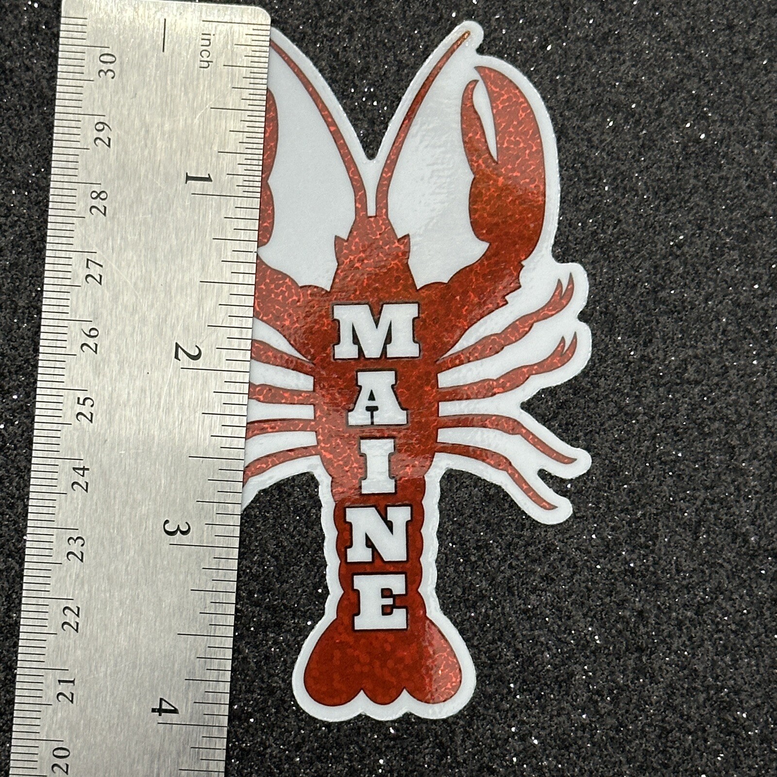 Maine Lobster Weatherproof Vinyl Sticker- Red Glitter