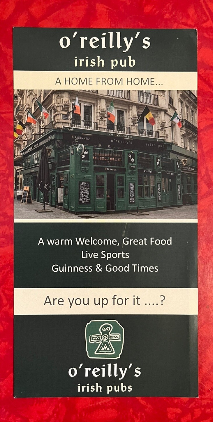 O’REILLY’S IRISH PUB – BRUSSELS BELGIUM PAMPHLET