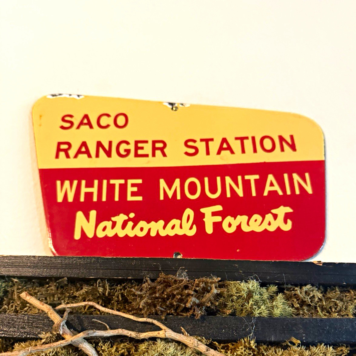 Vintage Porcelain US Forest Service Sign Saco Ranger Station White Mountain NH