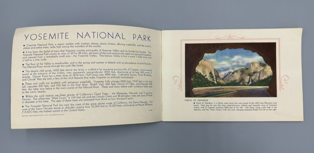 c 1940 YOSEMITE NATIONAL PARK Illustrated TRAVEL SOUVENIR Brochure Vintage