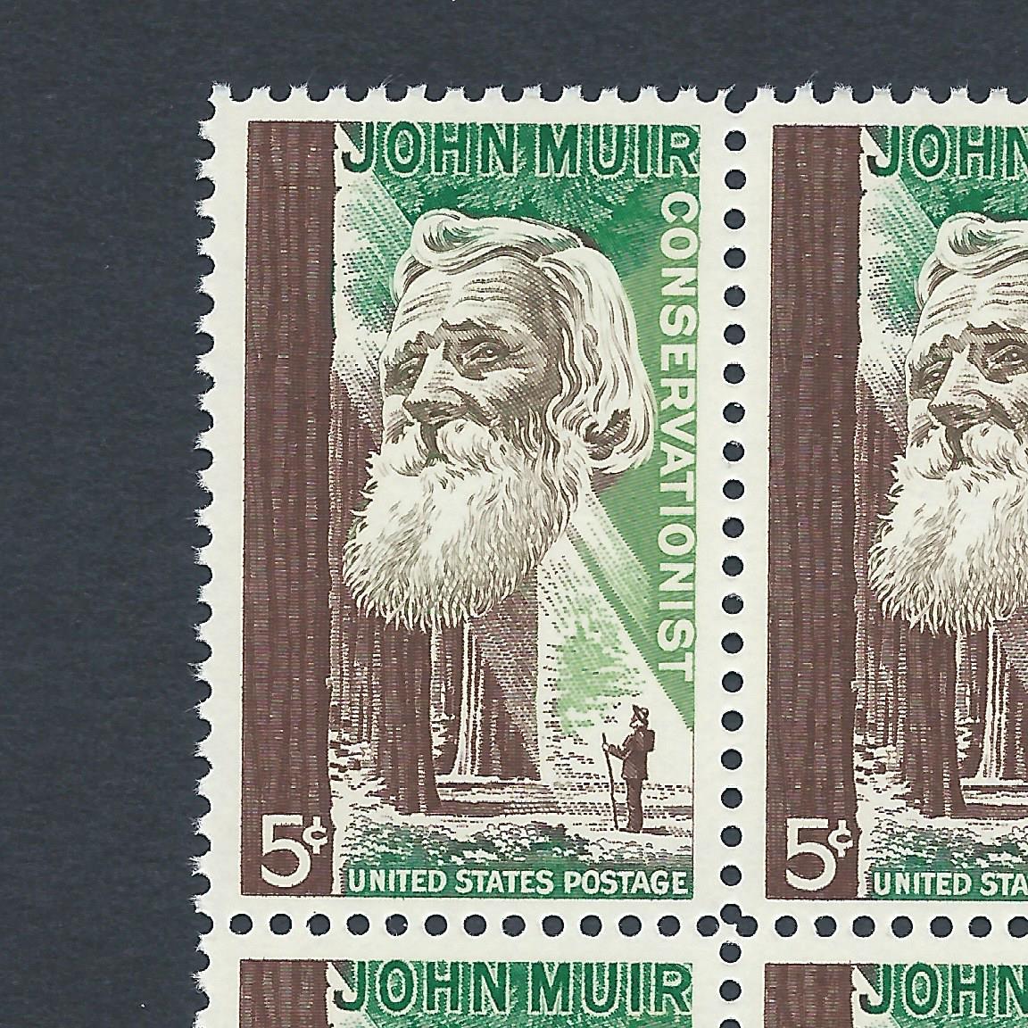 John Muir, Sierra Club Founder – Vintage Mint Set of 4 Stamps 60 Years Old!