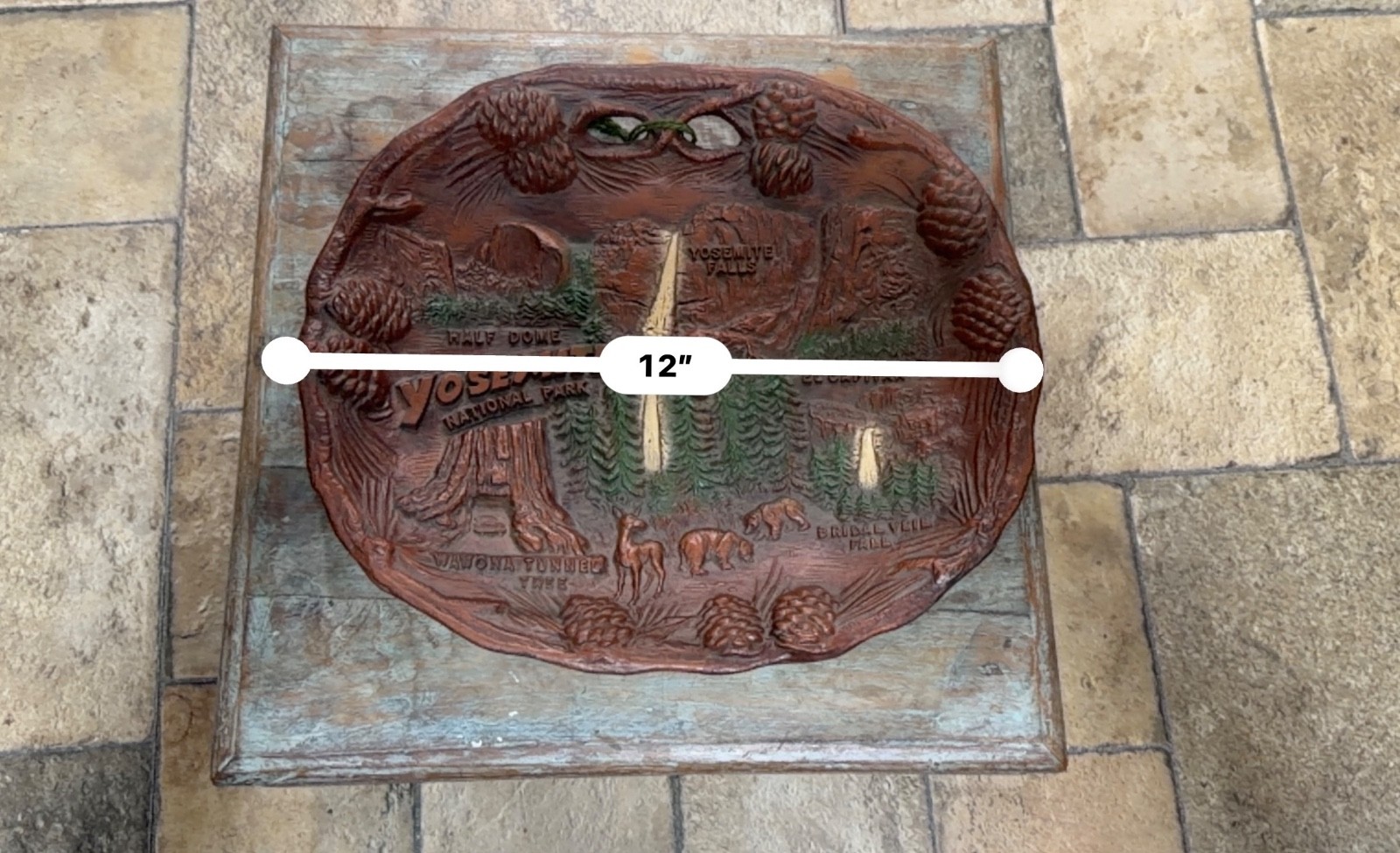 Vintage Yosemite National Park 3D Faux Wood Wall Plaque Souvenir Plate 12×10