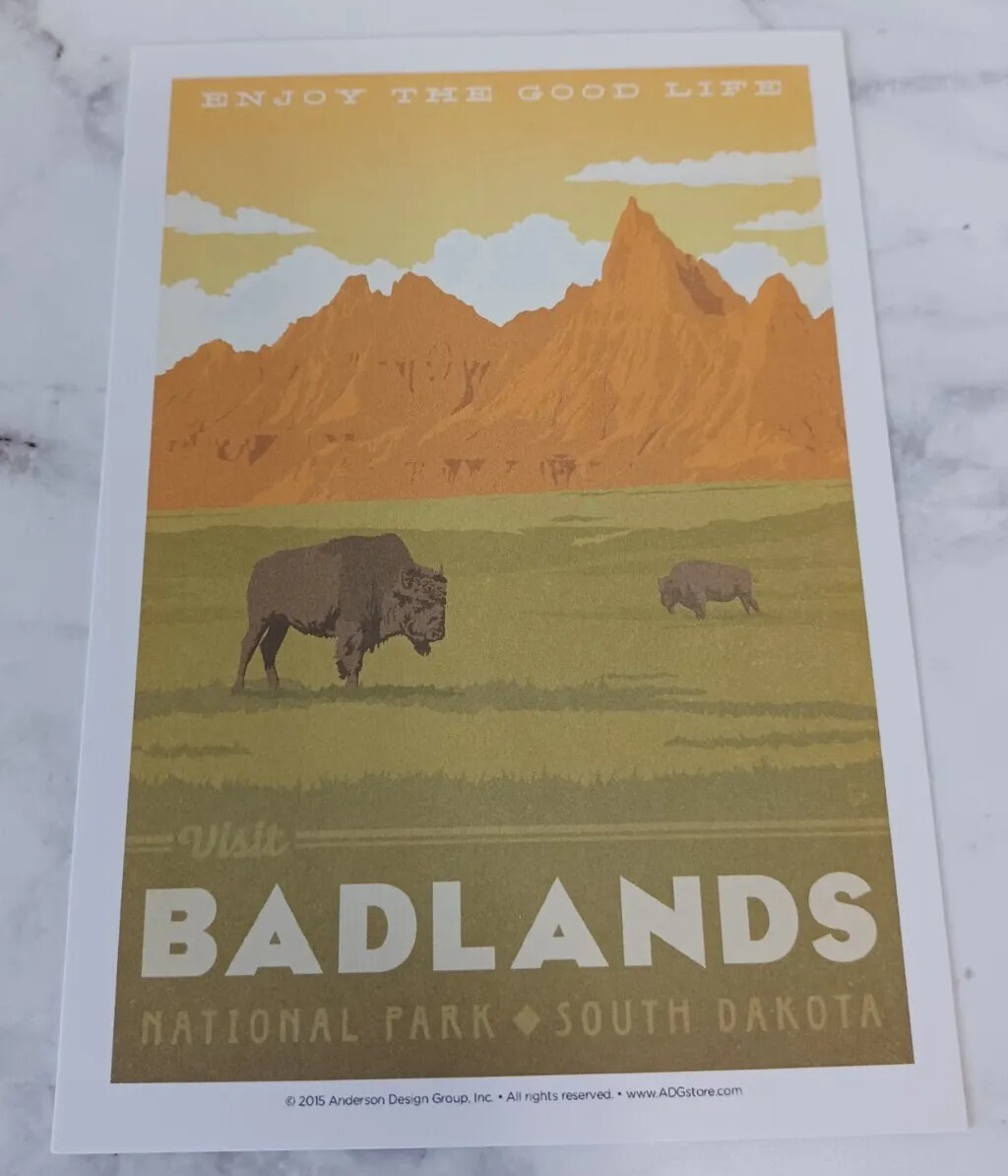 Badlands National Parks 100th Anniversary Illustrated Print Post Card