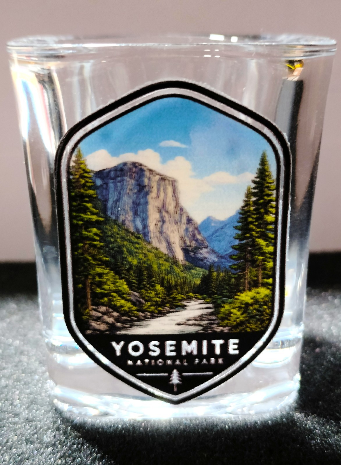 Yosemite National Park Souvenir Heavy Base Square Shot Glass El Capitan tree NEW