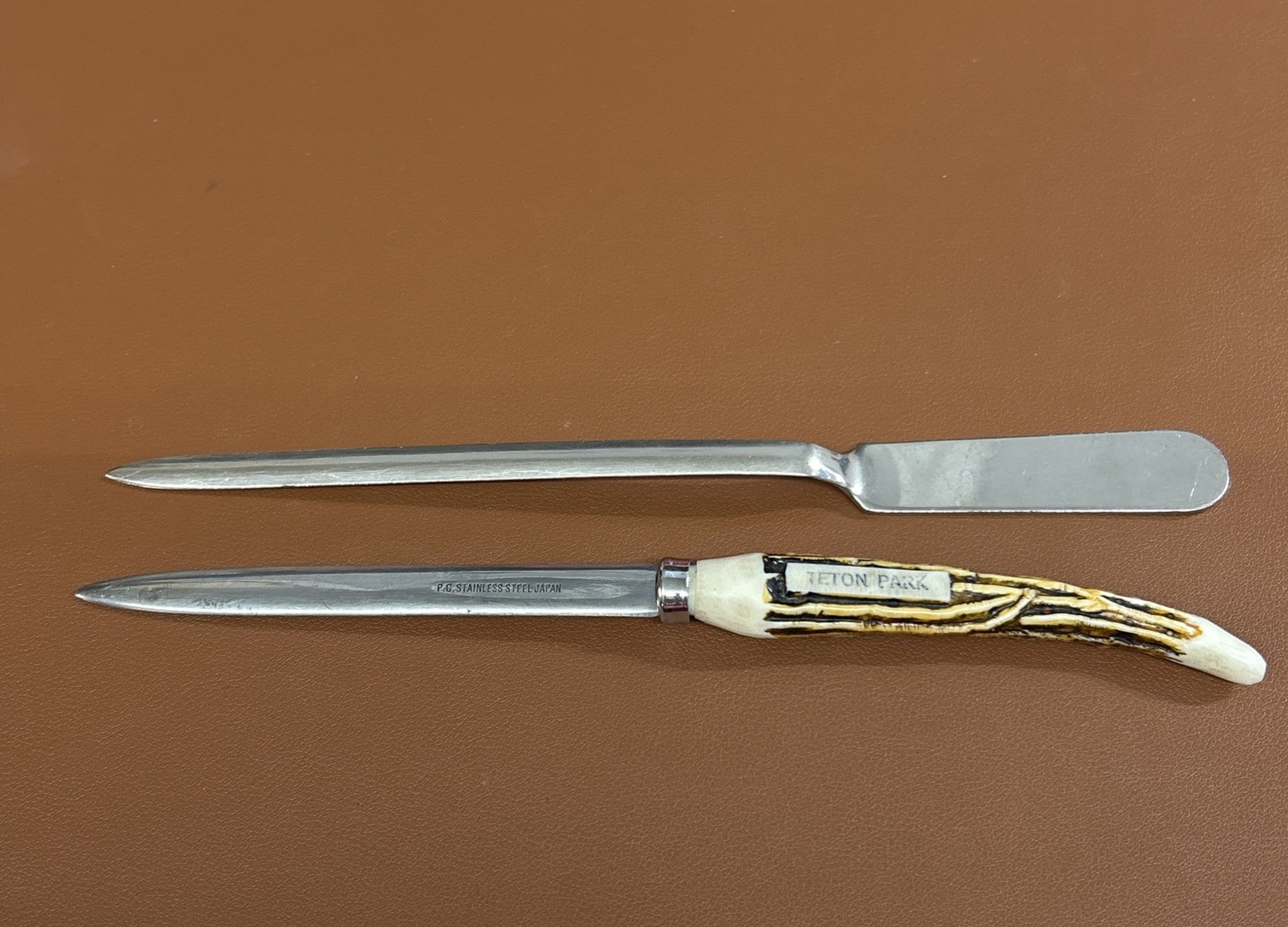Vtg 70s Teton NATIONAL PARK Letter Opener Faux Antler PC Stainless Steel + Plain