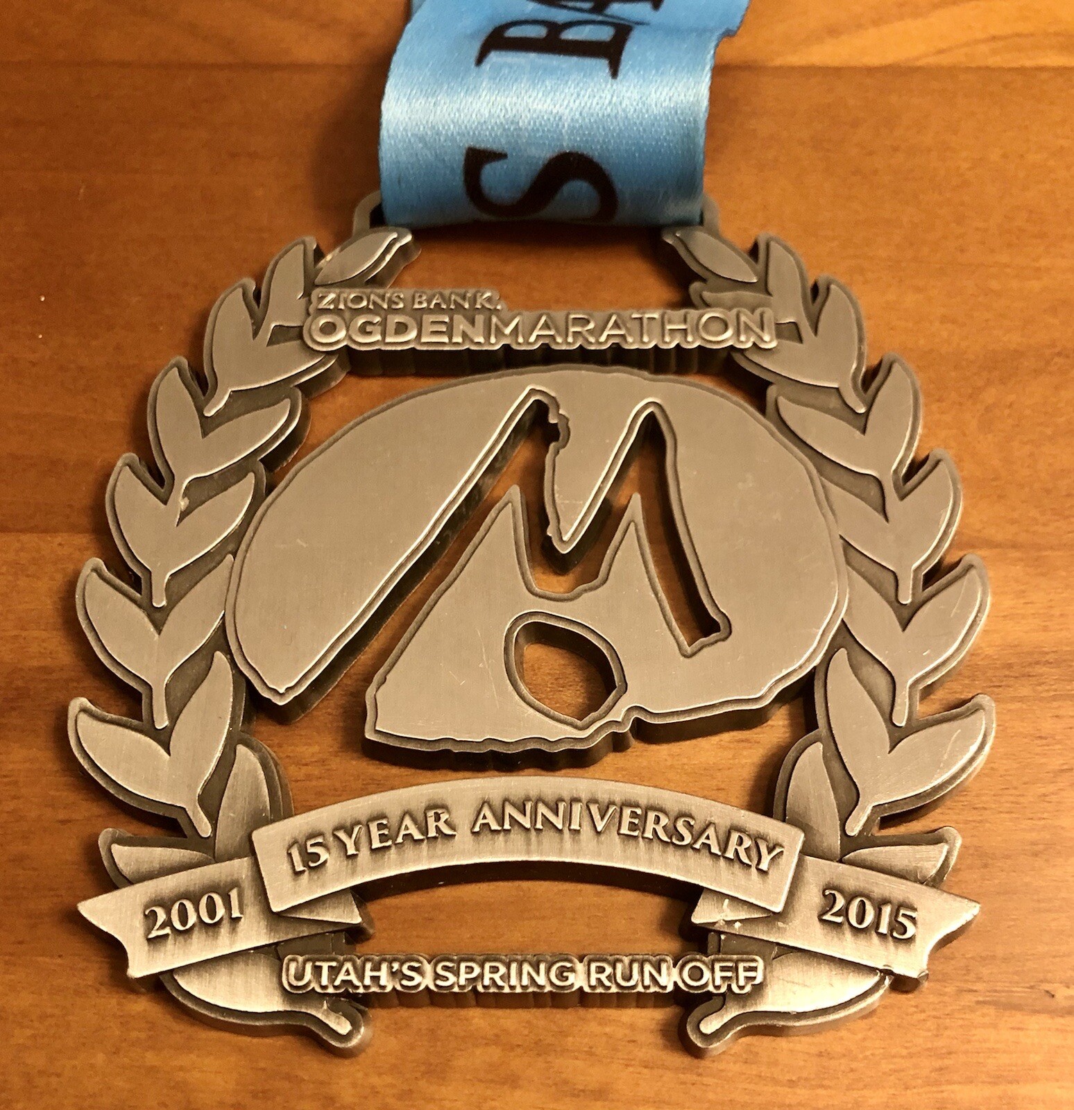 2015 Zion’s Bank Ogden Marathon Finisher 26.2 Mile Race Run Medal Award Utah UT