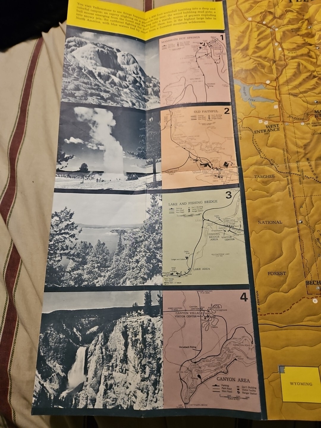 Vintage 1966 YELLOWSTONE National Park Map 50th Anniversary NPS Color Wyoming