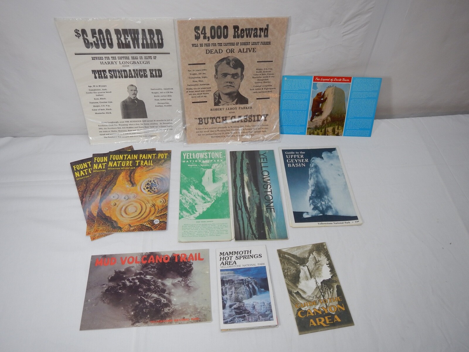 Vintage Yellowstone Maps, Brochures, Guides, Postcard, Reward Notice