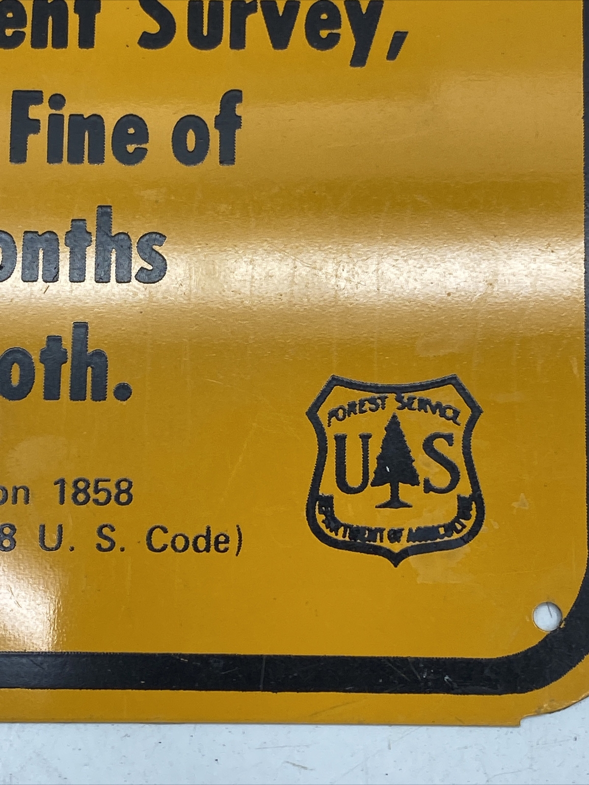 NOS VINTAGE SIGN GOVERNMENT SURVEY CRIMINAL WARNING US FOREST SERVICE DEPARTMENT